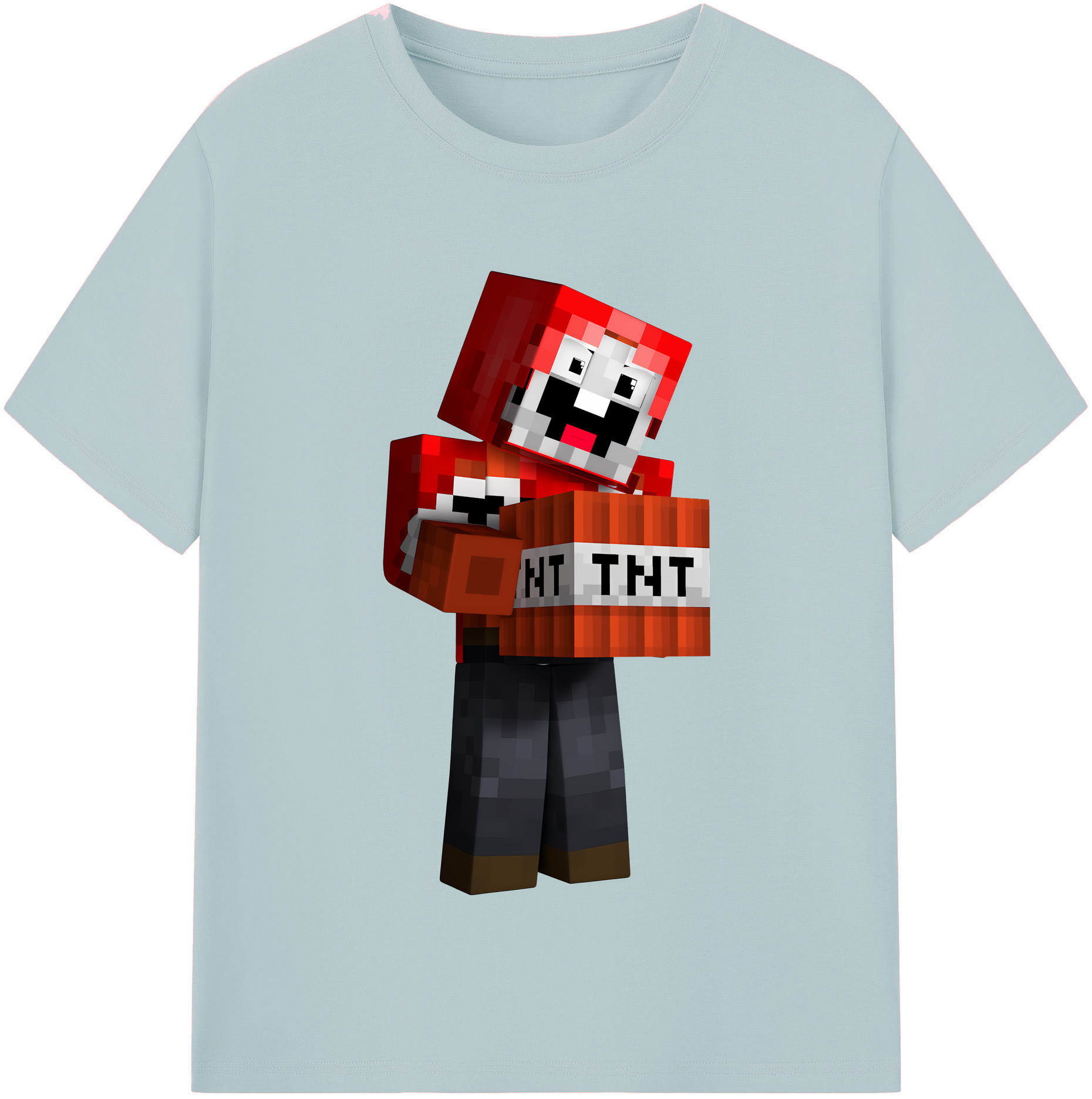 （画像用） マインクラフト ブロックの世界 Minecraft MC Block world 綿100％半袖Tシャツ（フロントプリント）